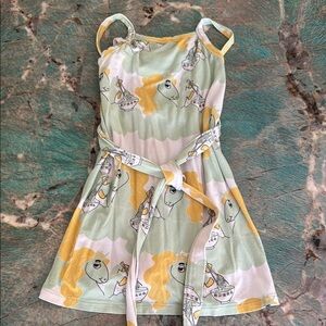 Mini Rodini Organic White and Yellow Spaghetti Strap Sundress